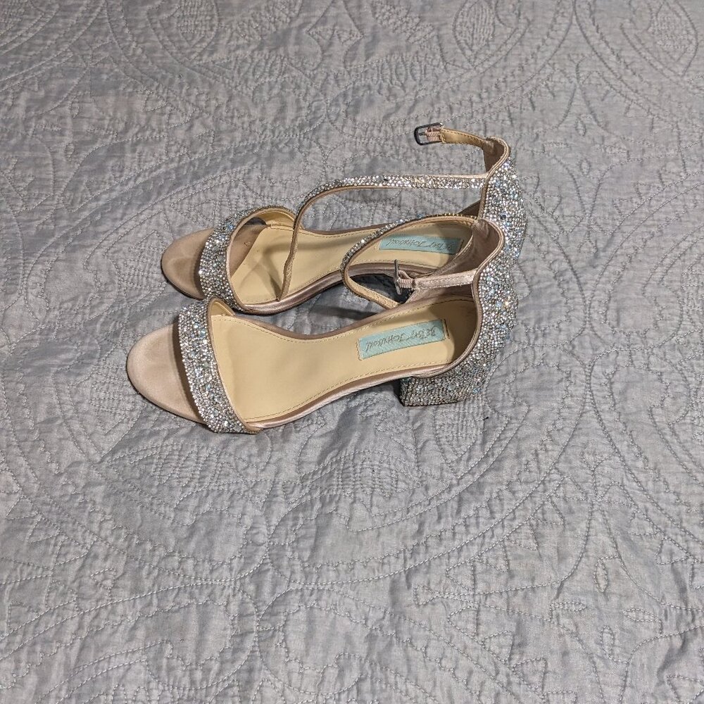 Betsey Johnson Mari Rhinestone Chunky Heel Sandals